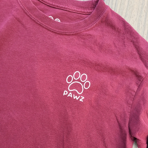 Maroon Paw Print Long Sleeve Shirt | PAWZ | Size Small - Picture 3 of 6